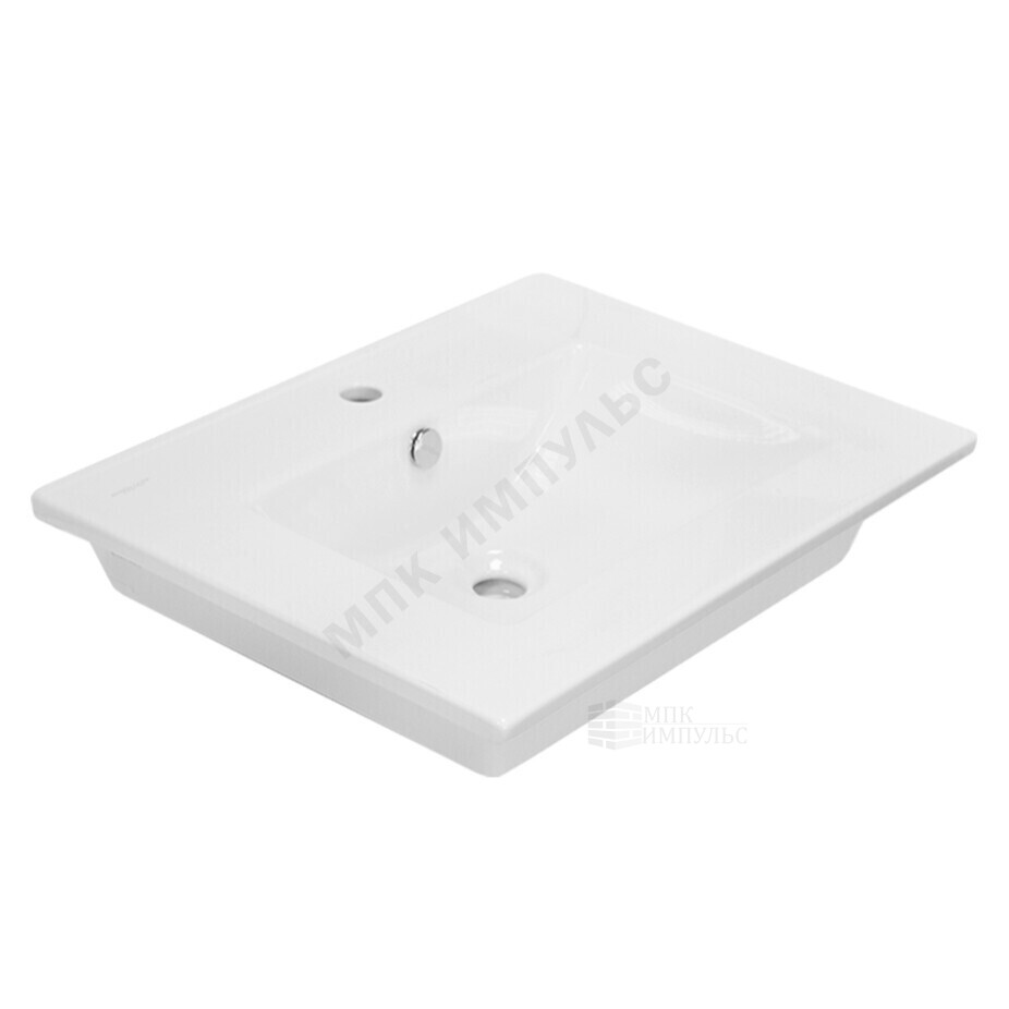 Умывальник мебельный Quadro 60 1 отверстие под смеситель по центру белый Sanita Luxe WB.FN/Quadro/60-C/WHT.G/S1 — изображение 2