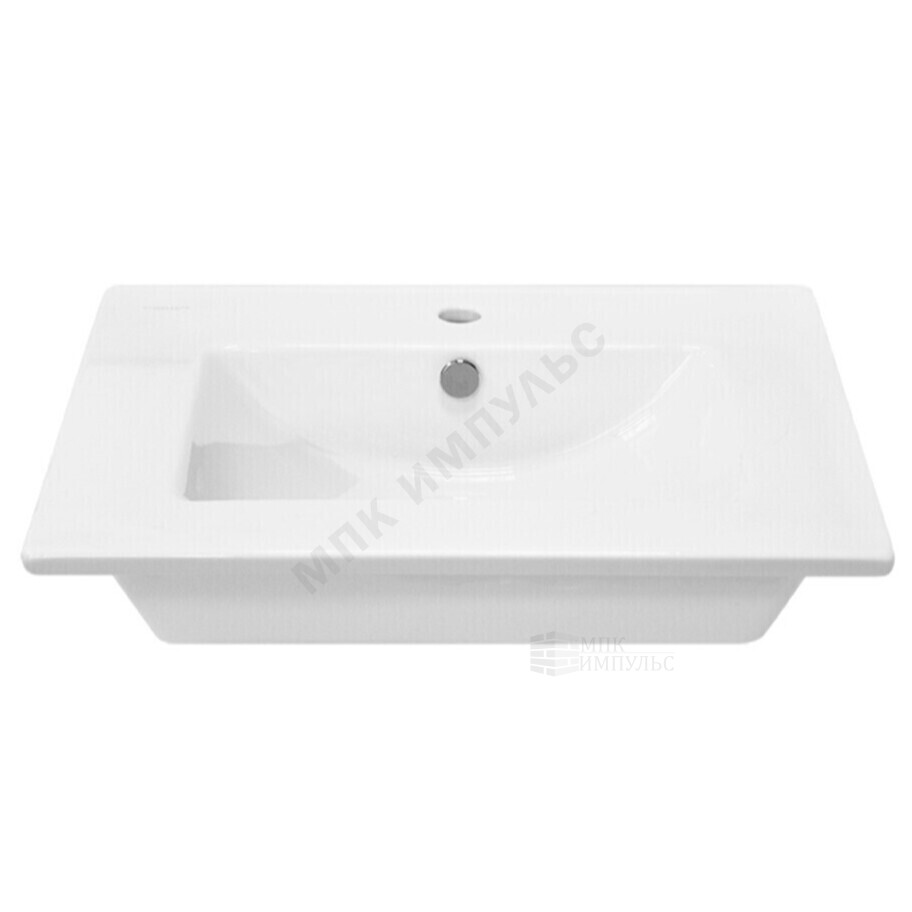 Умывальник мебельный Quadro 75 1 отверстие под смеситель по центру белый Sanita Luxe WB.FN/Quadro/75-C/WHT.G/S1 — изображение 2