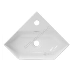 Умывальник угловой мебельный Line 35 1 отверстие под смеситель по центру белый Sanita Luxe WB.FN/Line/35-C/WHT.G/S1