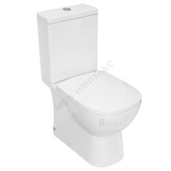 Унитаз-компакт горизонтальный выпуск нижний подвод с арматурой 2/реж слив кнопка с сиденьем дюропласт микролифт белый Quadro Slim Sanita Luxe WC.CC/Quadro/2-SlimDM/WHT.G/S1