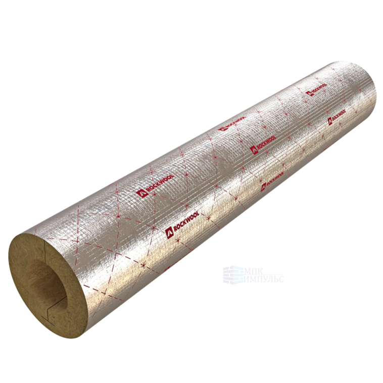 Цилиндр вырезной минеральная вата ROCKWOOL 80 кашированный армированной фольгой 20/25 L=1м ROCKWOOL 331931