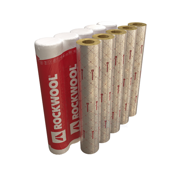Цилиндр вырезной минеральная вата ROCKWOOL 80 кашированный армированной фольгой 25/28 L=1м ROCKWOOL 331959 — изображение 3