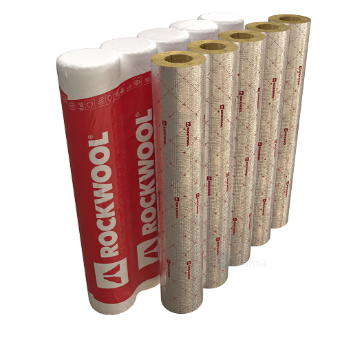 Цилиндр вырезной минеральная вата ROCKWOOL 80 кашированный армированной фольгой 30/57 L=1м ROCKWOOL 332260 — изображение 2
