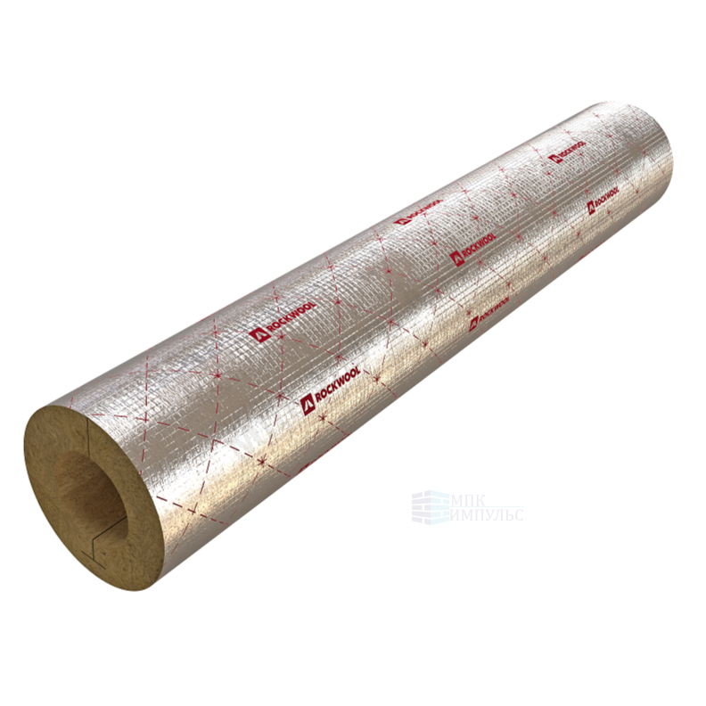 Цилиндр вырезной минеральная вата ROCKWOOL 80 кашированный армированной фольгой 50/21 L=1м ROCKWOOL 331930
