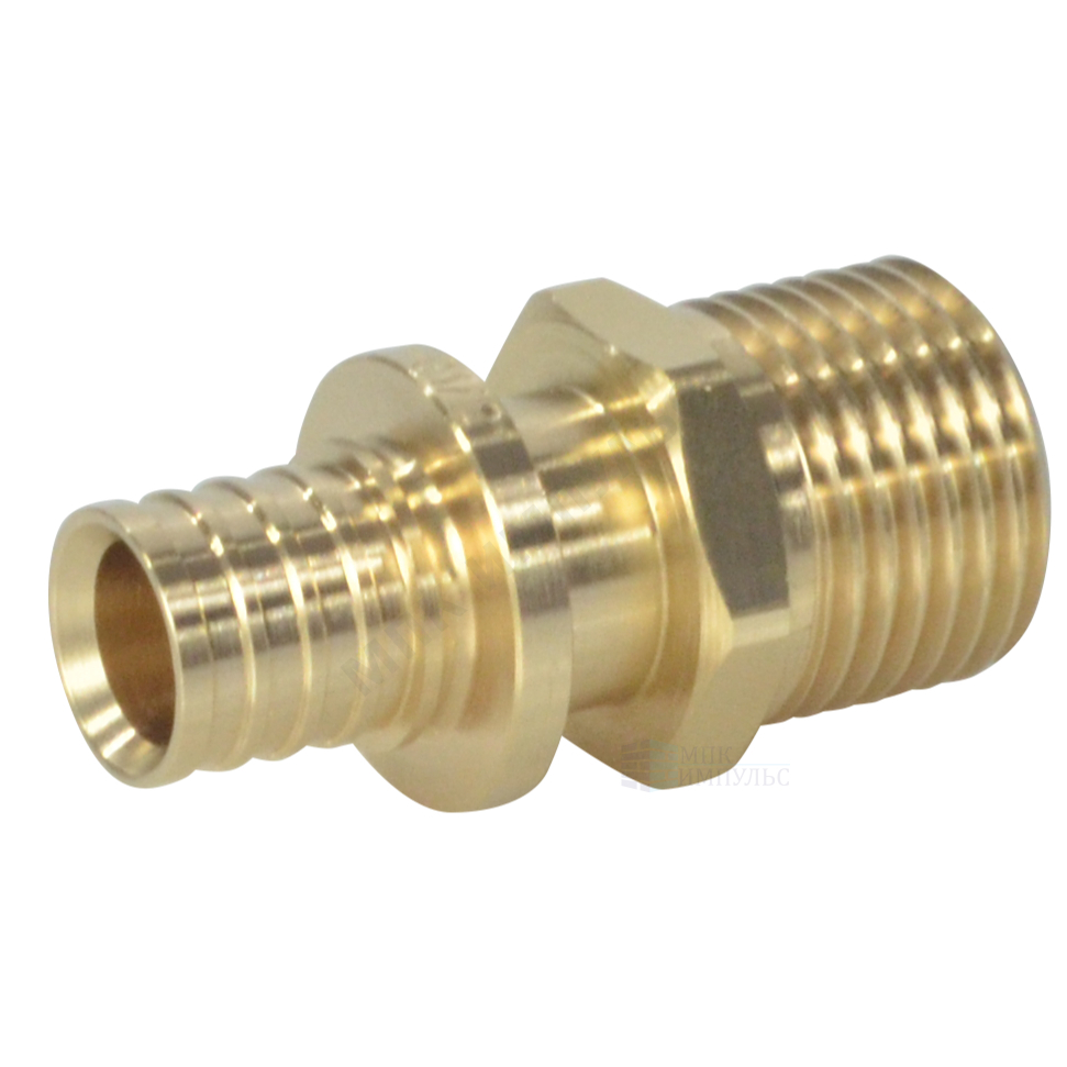 Муфта для PE-X труб аксиальная латунь Дн 25х1/2" НР РОС — изображение 3