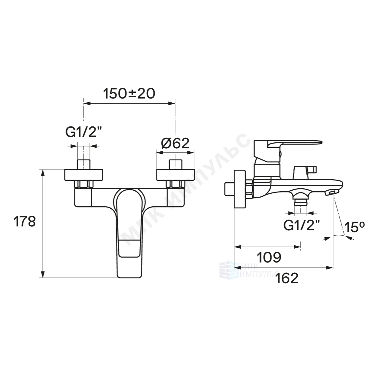 Смеситель для ванны с душем одноручный черный Арма Santek WH5A10007N001 — изображение 2