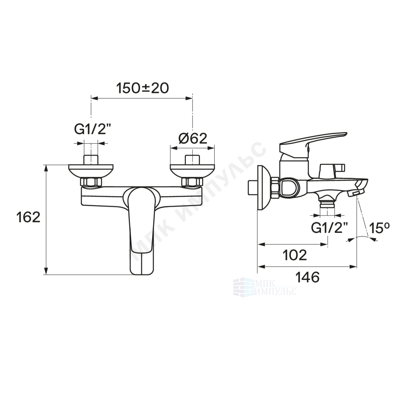 Смеситель для ванны с душем одноручный хром Марион Santek WH5A10006C001 — изображение 2