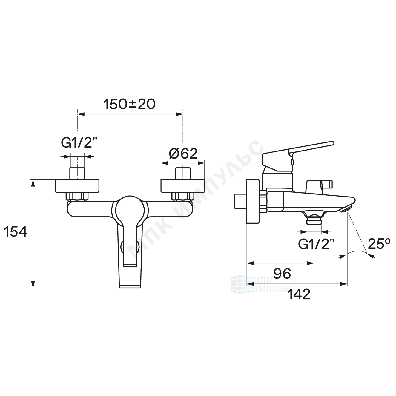 Смеситель для ванны с душем одноручный хром Найра Santek WH5A10001C001 — изображение 2