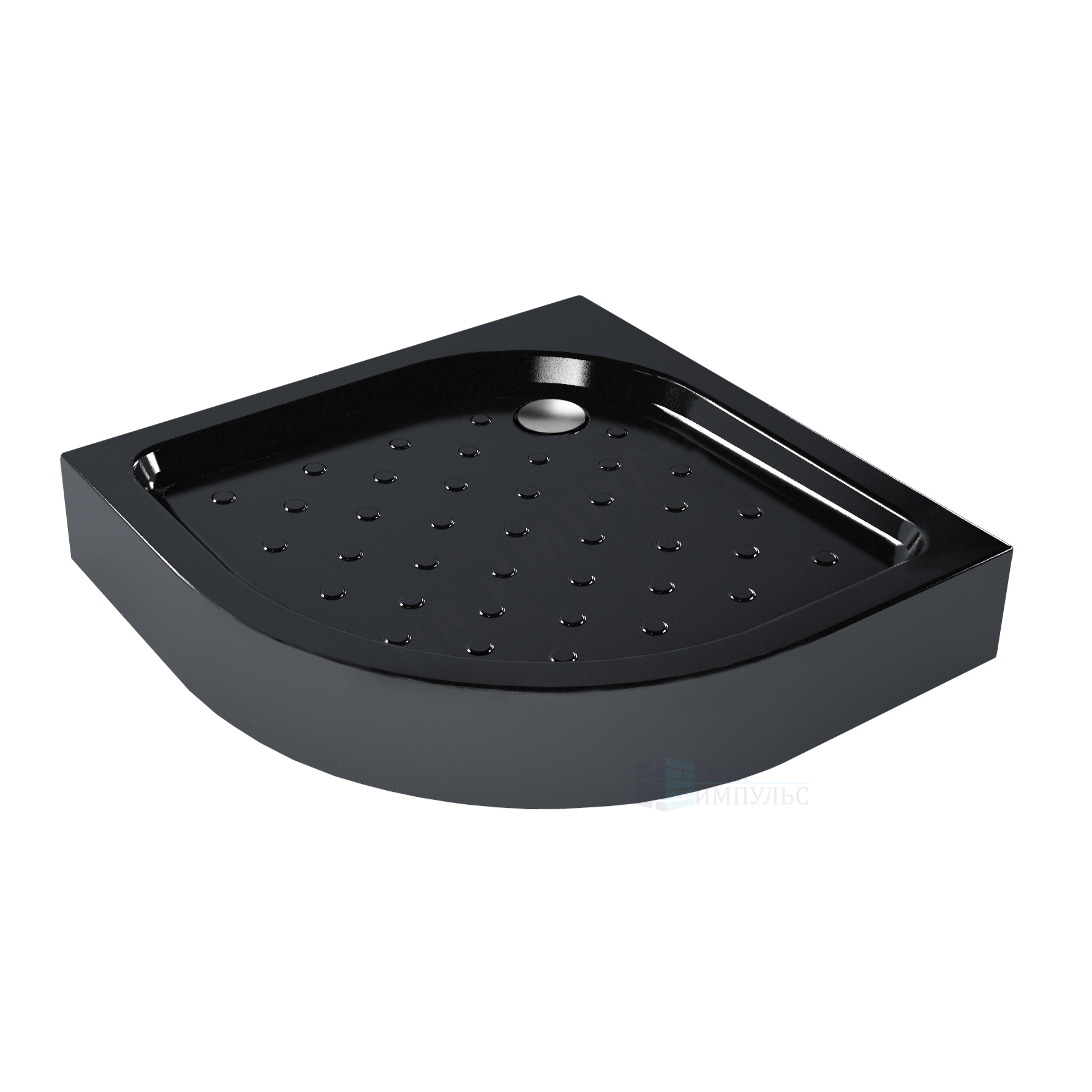 Поддон душевой акриловый четверть круга Classic BLACK N 800х800х160 с противоскользящим покрытием черный МетаКам АПS_013573
