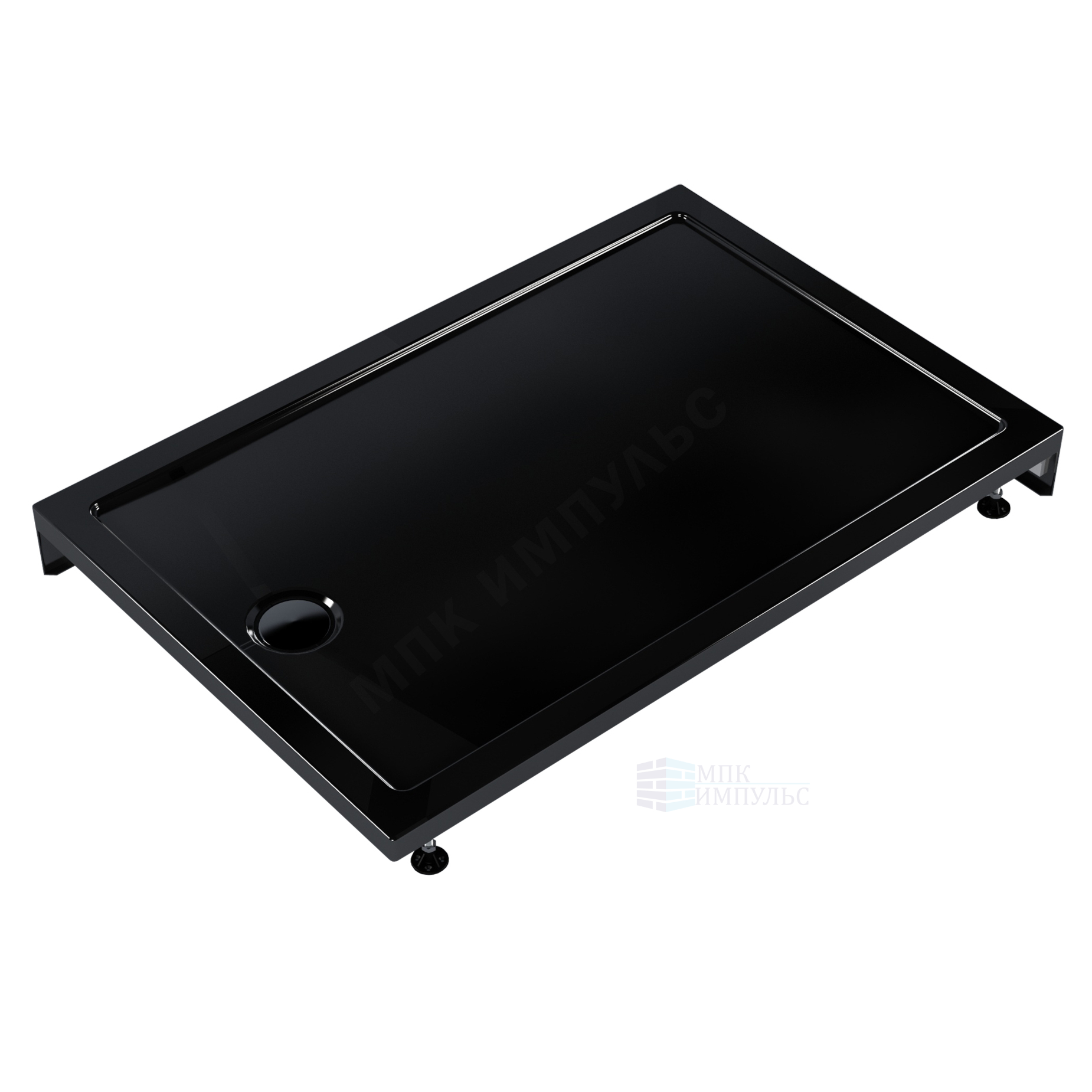 Поддон душевой акриловый прямоугольный Universal PRO BLACK N 1200х800х130 черный МетаКам АПS_014443 — изображение 2