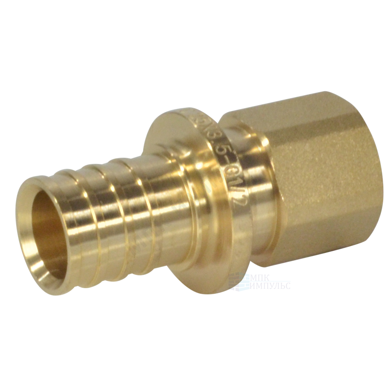 Муфта для PE-X труб аксиальная латунь Дн 16х1/2" ВР РОС — изображение 5
