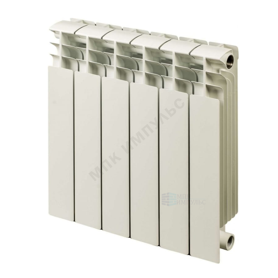Радиатор биметаллический Корвет 350*100 10 секций Qну=1640 Вт с т/клапаном М30х1,5 ниж/п лев RAL 9016 (белый) Русский Радиатор RRC350*100BM10NPL