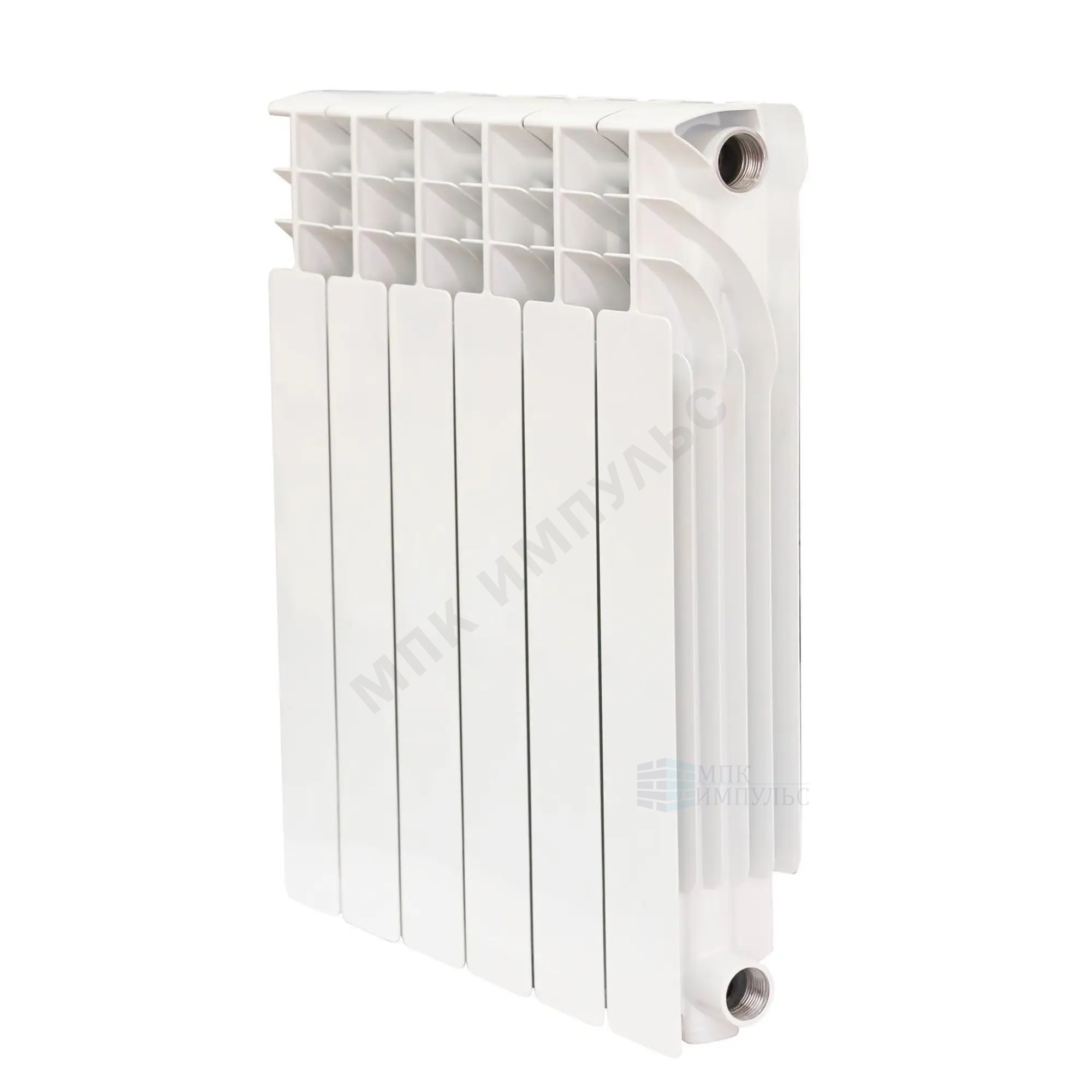 Радиатор биметаллический Корвет 500*100 11 секций Qну=2178 Вт с т/клапаном М30х1,5 ниж/п лев RAL 9016 (белый) Русский Радиатор RRC500*100BM11NPL