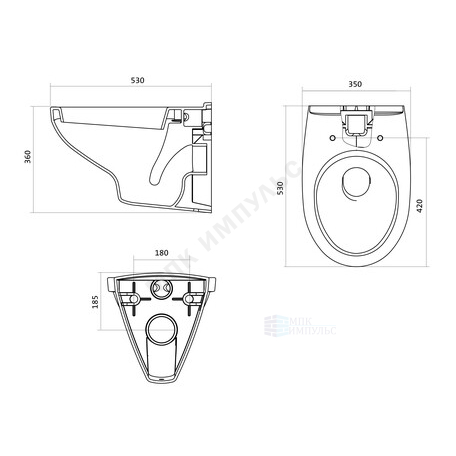 Комплект 4 в 1 инсталляция + кнопка смыва черная матовая + унитаз подвесной сиденье дюропласт микролифт Бореаль Santek 1.WH50.1.775 — изображение 3