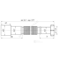 Гофра с гайкой 1 1/4"x40/50 L=541-1371мм АНИ Пласт K216