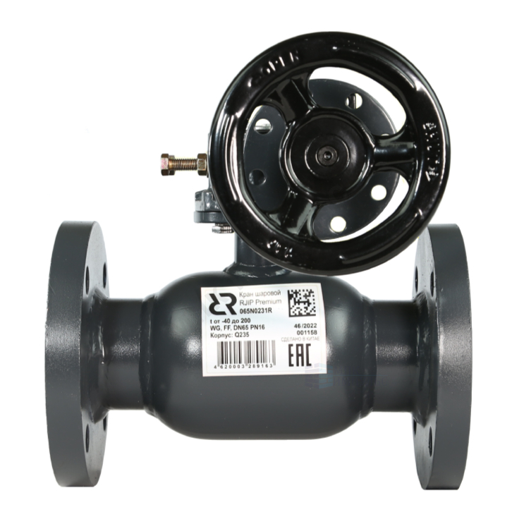 Кран шаровой сталь Jip-R Premium FF Ду 250 Ру16 фл с редуктором Ридан 065N0261GR