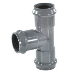 Тройник НПВХ SDR26 Дн 110х90гр Ру10 серый напорный раструбный под соединение с уплотнительным кольцом в/к Aquaviva AQV104110