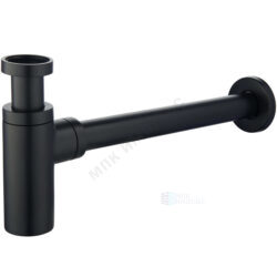 Сифон для умывальника бутылочный латунь 1 1/4"x32 с прямой трубкой черный матовый без выпуска Haiba HB80-7