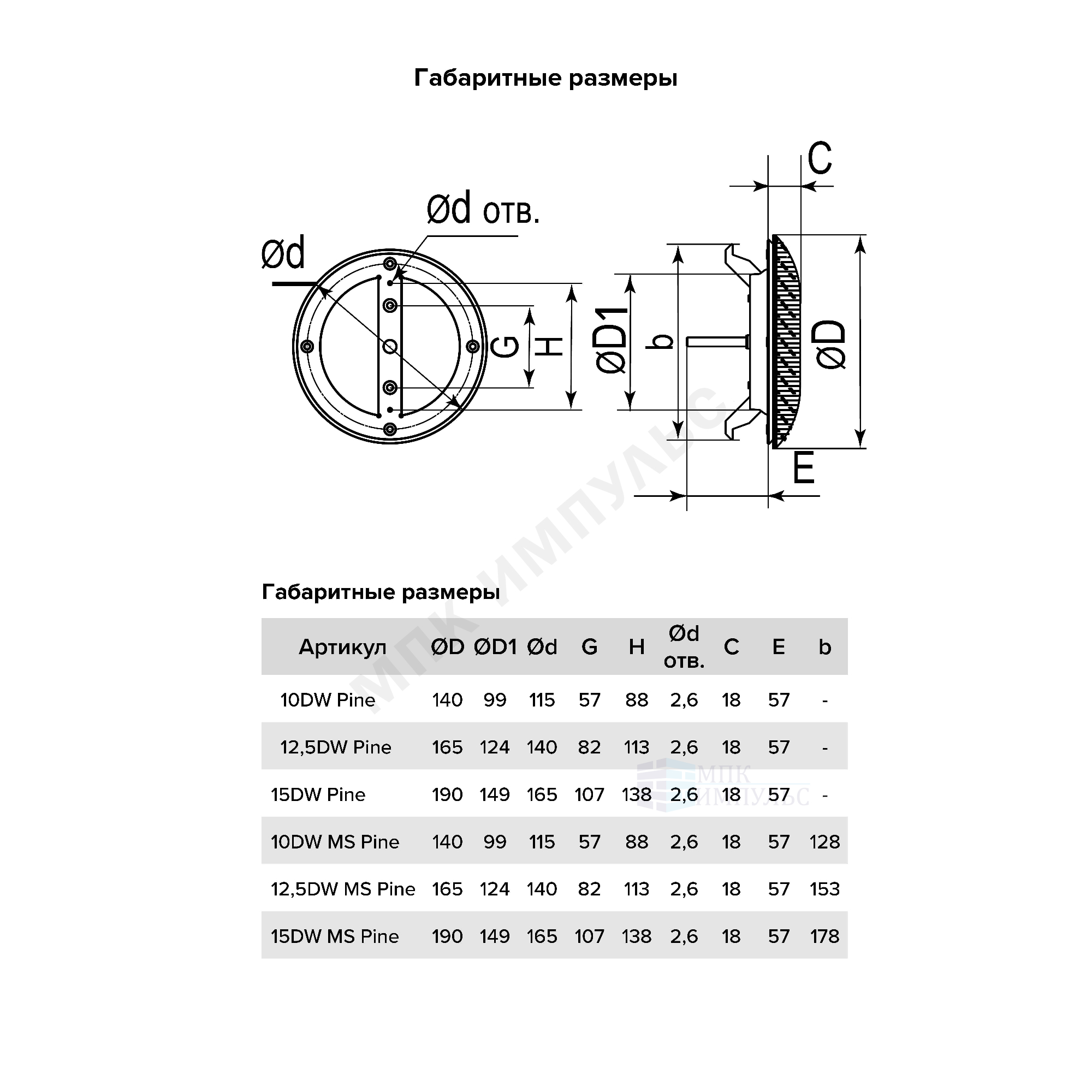 Анемостат D100 с фланцем, распорками сталь/сосна ERA 10DW Pine MS — изображение 3