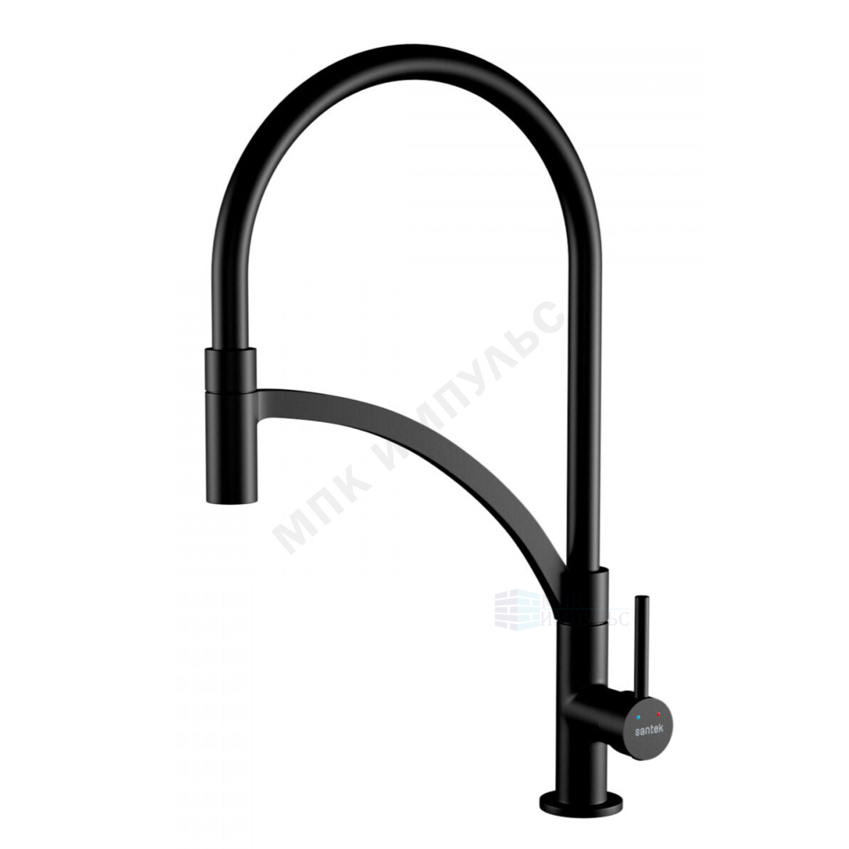 Смеситель для кухонной мойки ручка сбоку одноручный черный Брукс Santek WH5A45013N001