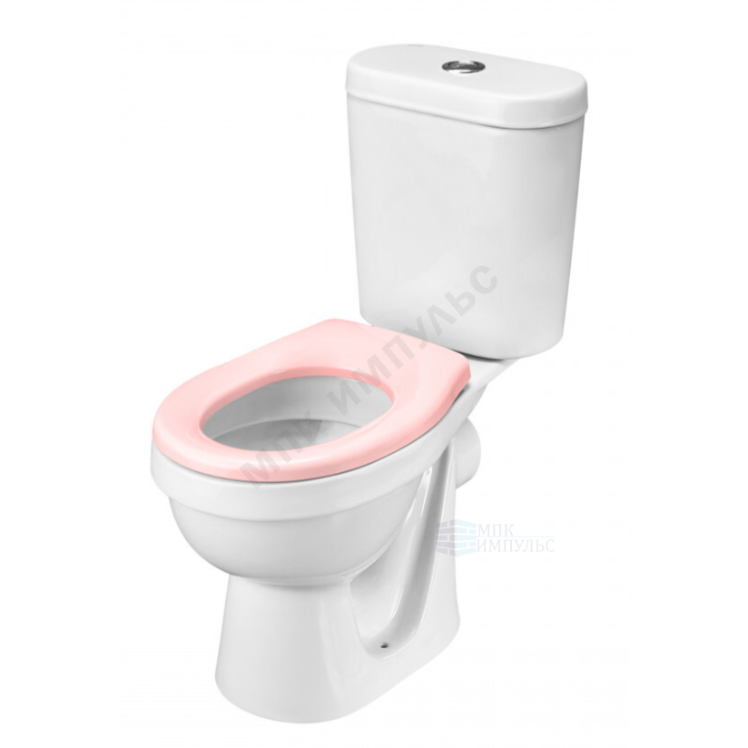 Унитаз-компакт детский горизонтальный выпуск нижний подвод с арматурой 1/реж слив кнопка с сиденьем полипропилен розовый Каспер Santek 1.WH50.1.847