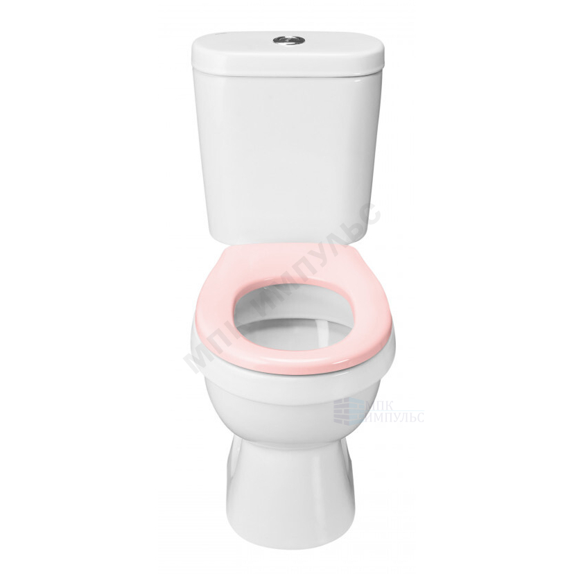 Унитаз-компакт детский горизонтальный выпуск нижний подвод с арматурой 1/реж слив кнопка с сиденьем полипропилен розовый Каспер Santek 1.WH50.1.847 — изображение 2