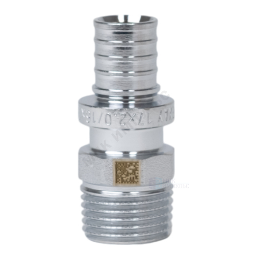 Муфта для PE-X труб аксиальная латунь хром Дн 17х1/2" НР THERM S Рехау 12588173002 — изображение 2