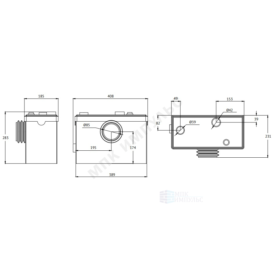 Установка канализационная SANIVORT 605 М(10м) центральный вход Unipump 55972 — изображение 2