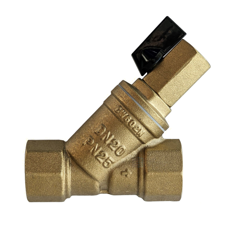 Фильтр сетчатый Y-образный латунь Ду 32 Ру25 Rp1 1/4" ВР FVR-DR с краном Ридан 065B8344R