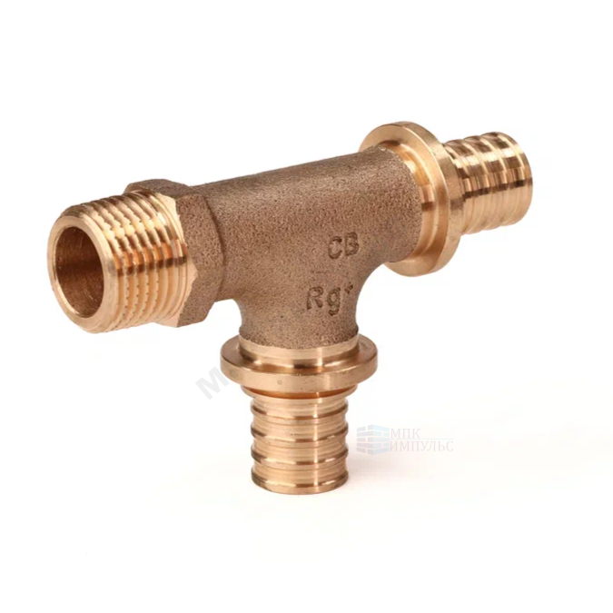 Тройник для PE-X труб аксиальный бронза Дн 20х1/2"х20 НР RX+ Рехау 14564013001