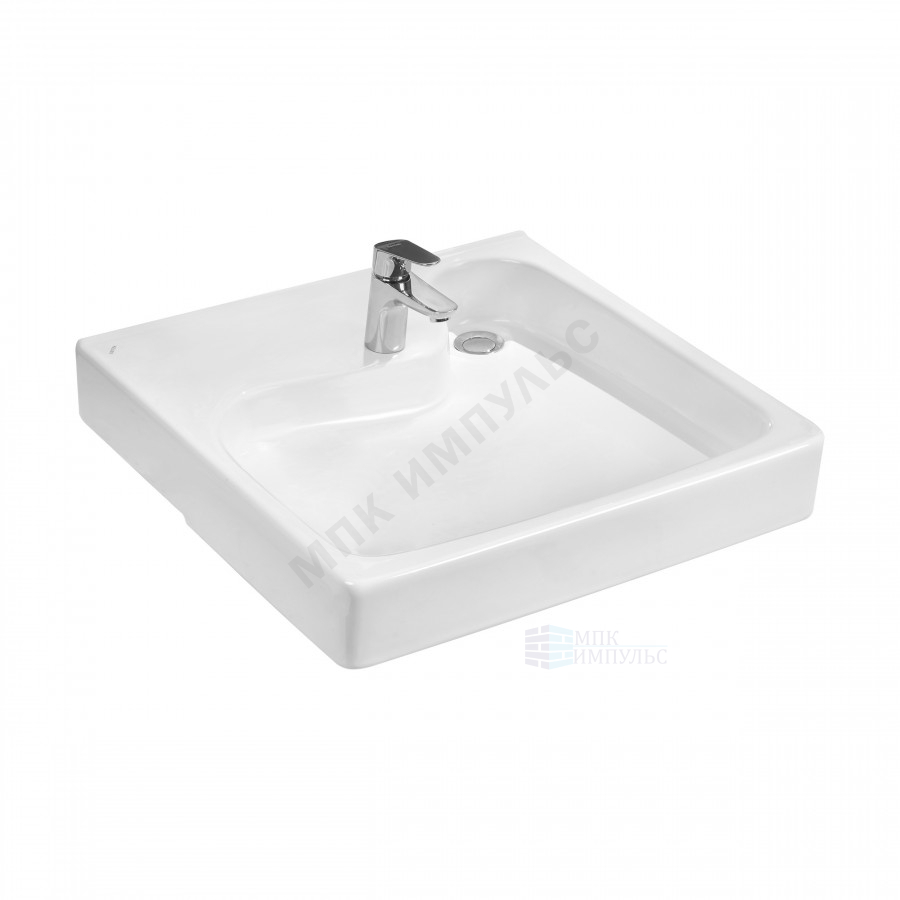 Умывальник подвесной над стиральной машиной Клио 60 1 отверстие под смеситель по центру с кронштейнами и сифоном белый Santek 1.WH50.1.784