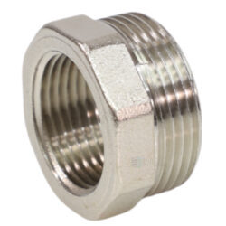 Футорка латунь никель Ду 10х8 (3/8"х1/4") НР/ВР VALFEX VF.581.N.038.014