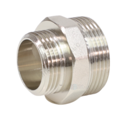 Ниппель латунь никель переходной Ду 40х20 (1 1/2"х3/4") НР VALFEX VF.580.N.112.034