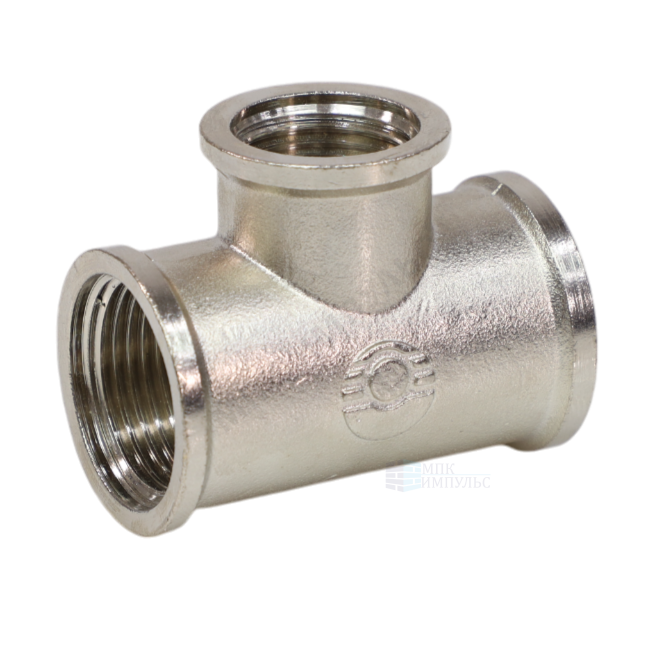 Тройник латунь никель переходной Ду 15х20х15 (1/2"х3/4"х1/2") ВР VALFEX VF.750.N.012.034.012