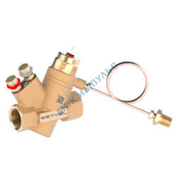 Клапан балансировочный автомат латунь PFC AD Ду 20 G3/4" Ру25 ВР 0.026 - 1.1 м3/ч с измерительными ниппелями WETVEL PFC-20M-AD