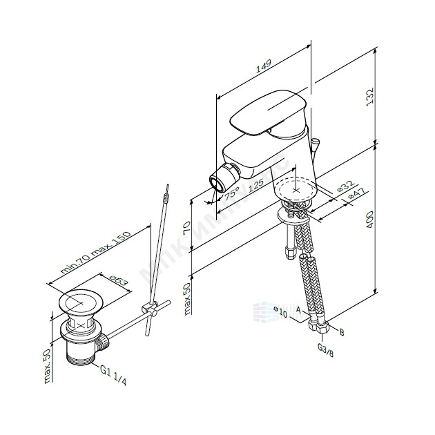 Смеситель для биде одноручный хром с донным клапаном Spirit V2.1 AM.PM F71A83100 — изображение 2