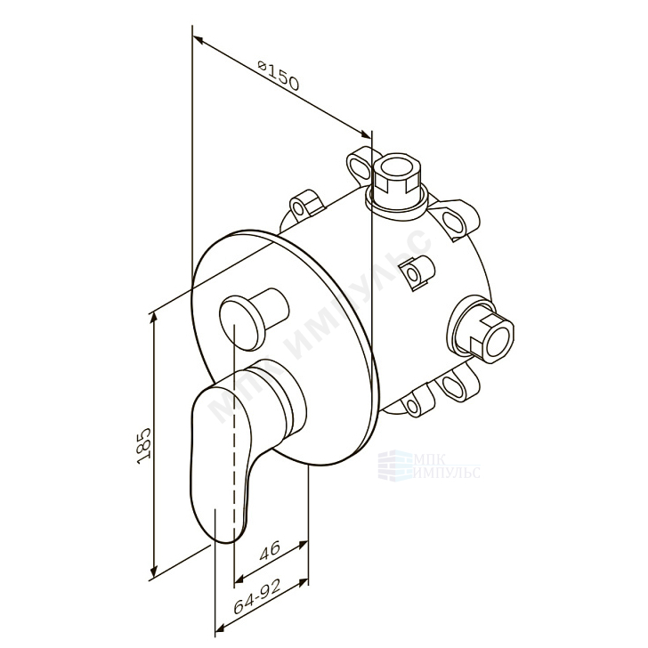 Смеситель встраиваемый для ванны с душем одноручный хром Like AM.PM F8085000 — изображение 2