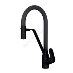 Смеситель для кухонной мойки ручка сбоку одноручный гибкий излив с каналом для питьевой воды черный/серый Like AM.PM F8007825