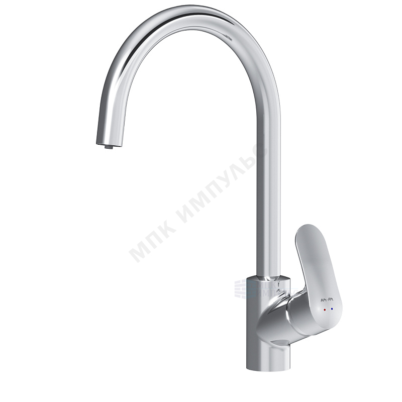 Смеситель для кухонной мойки ручка сбоку одноручный излив с каналом для питьевой воды хром Like AM.PM F8007700