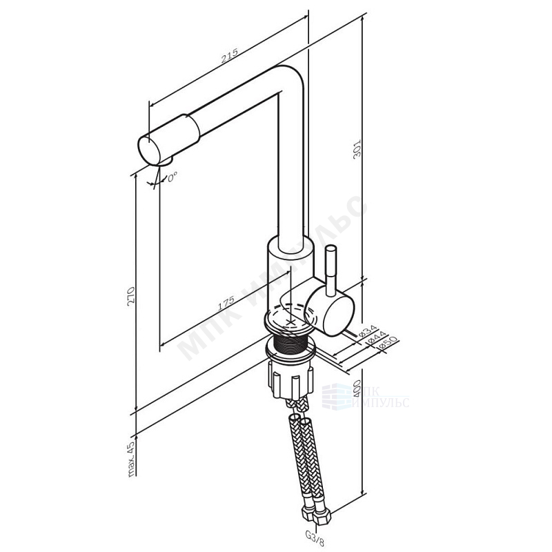 Смеситель для кухонной мойки ручка сбоку одноручный хром X-Joy AM.PM F85B05000 — изображение 2