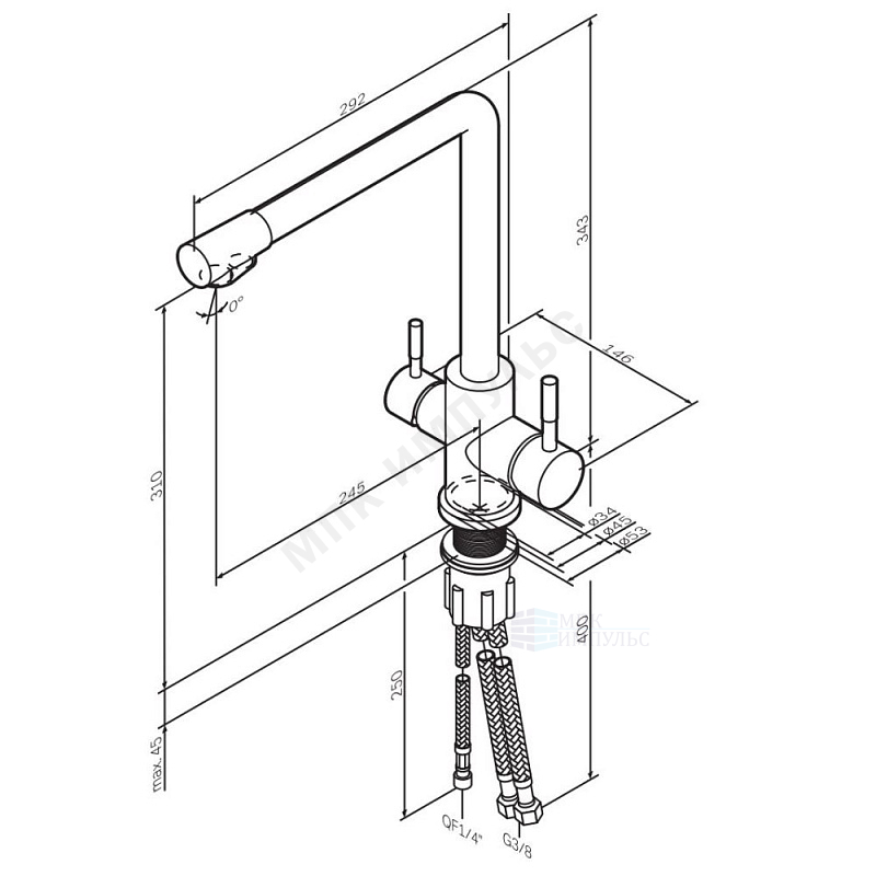 Смеситель для кухонной мойки ручка сбоку одноручный излив с каналом для питьевой воды хром X-Joy AM.PM F85B05711 — изображение 2
