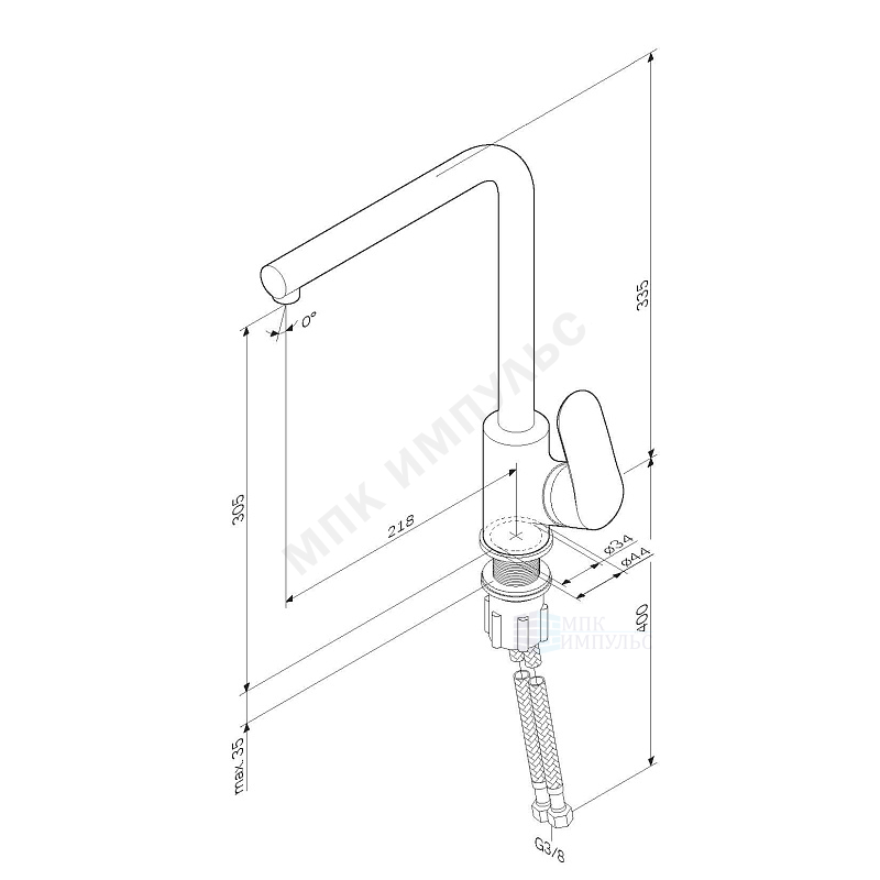 Смеситель для кухонной мойки ручка сбоку одноручный черный Like AM.PM F8005022 — изображение 2