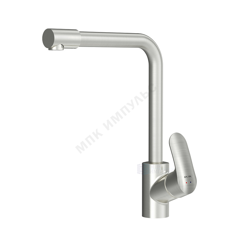 Смеситель для кухонной мойки ручка сбоку одноручный излив с каналом для питьевой воды сатин Like AM.PM F8005711