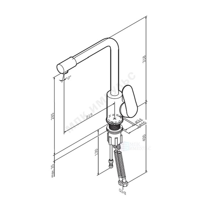Смеситель для кухонной мойки ручка сбоку одноручный излив с каналом для питьевой воды сатин Like AM.PM F8005711 — изображение 2
