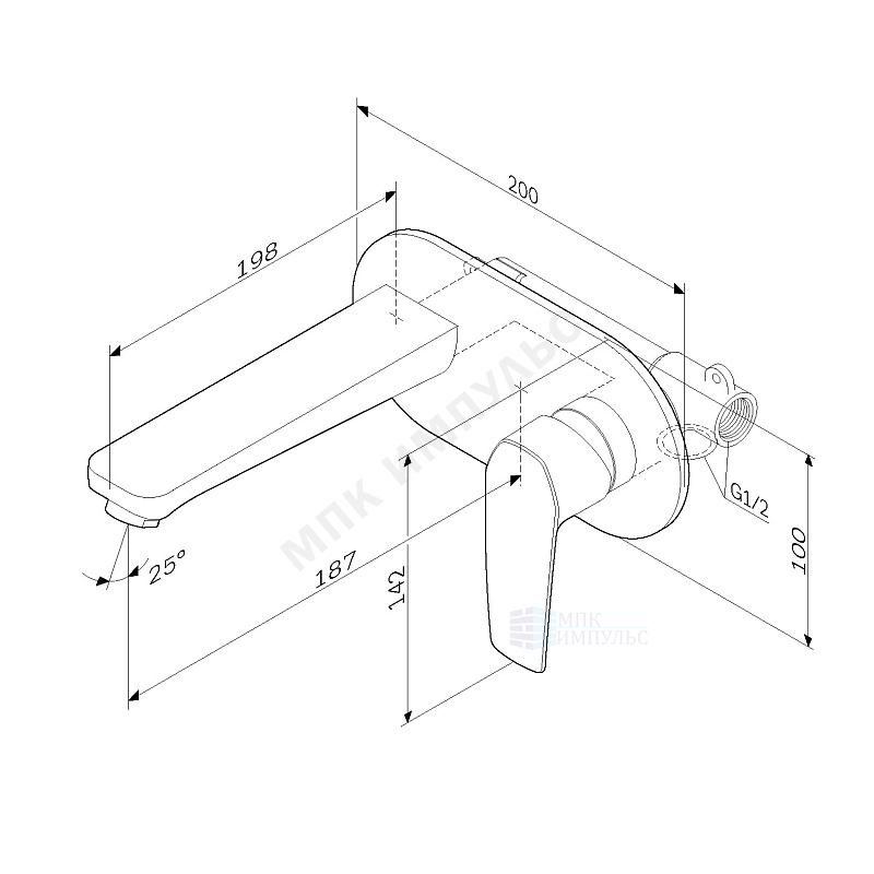 Смеситель встраиваемый для умывальника одноручный черный Gem AM.PM F90A72222 — изображение 2