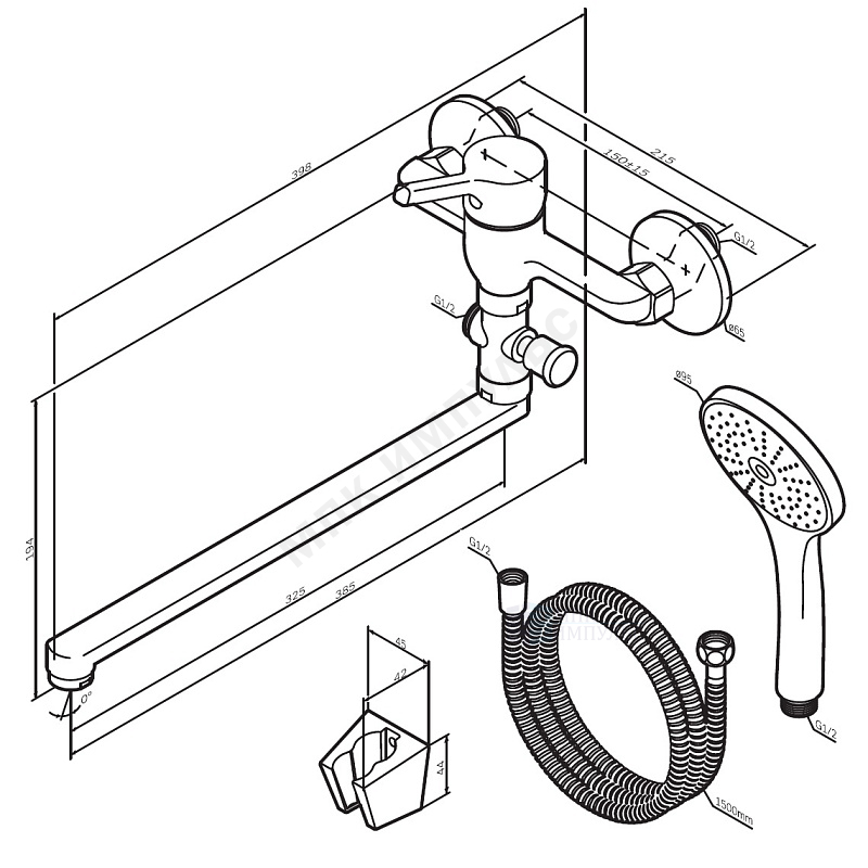 Смеситель для ванны с душем одноручный черный X-Joy S AM.PM F85B90122 — изображение 2