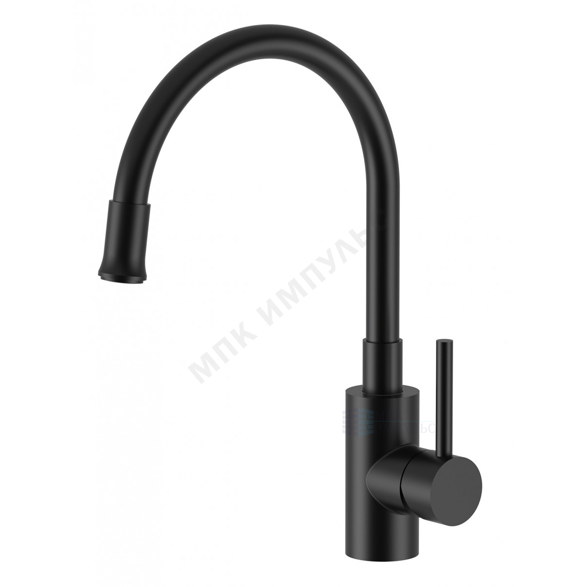 Смеситель для кухонной мойки ручка сбоку одноручный черный Риф Santek WH5A44025N001