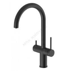 Смеситель для кухонной мойки ручка сбоку одноручный излив с каналом для питьевой воды черный Энсо Santek WH5A43027N001