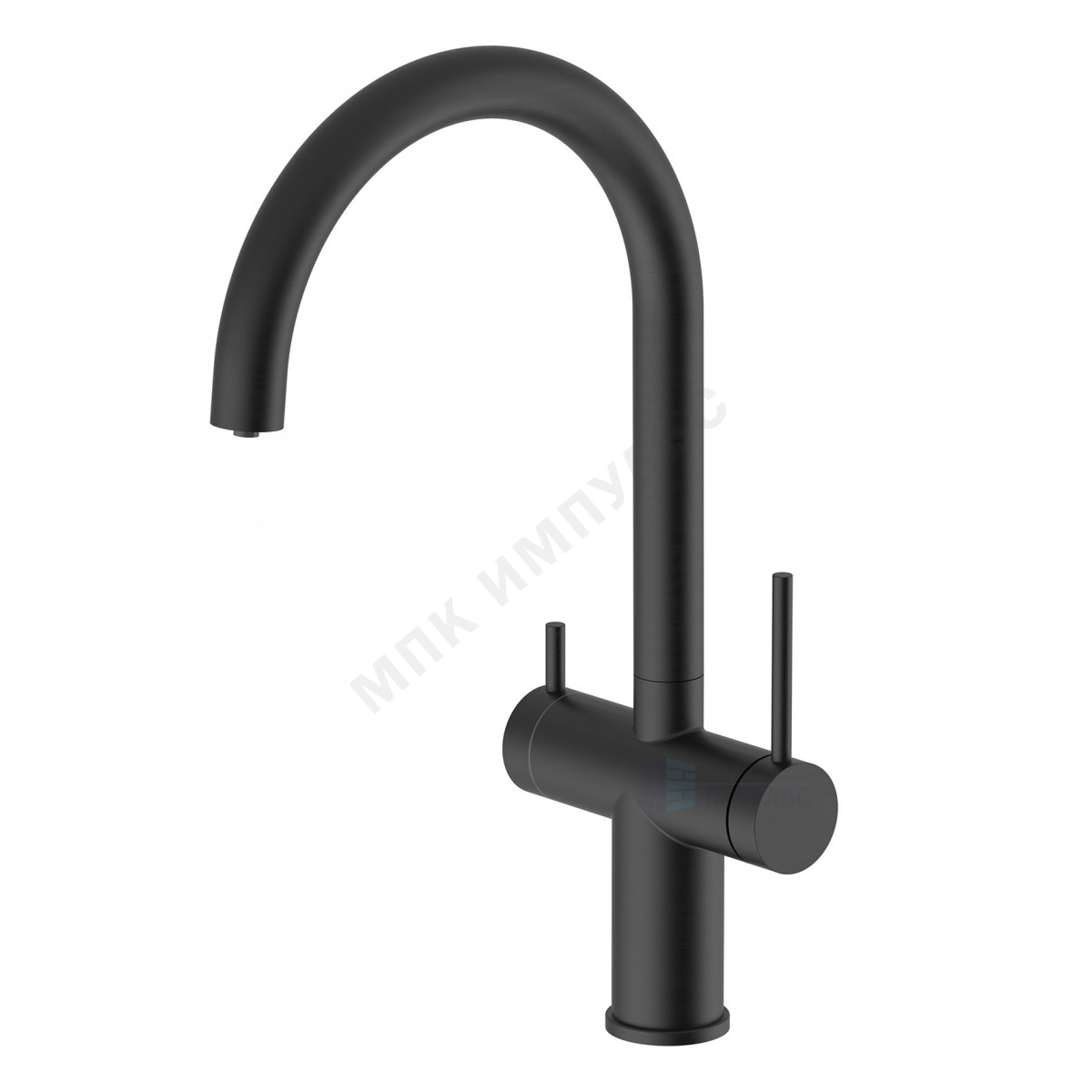 Смеситель для кухонной мойки ручка сбоку одноручный излив с каналом для питьевой воды черный Энсо Santek WH5A43027N001