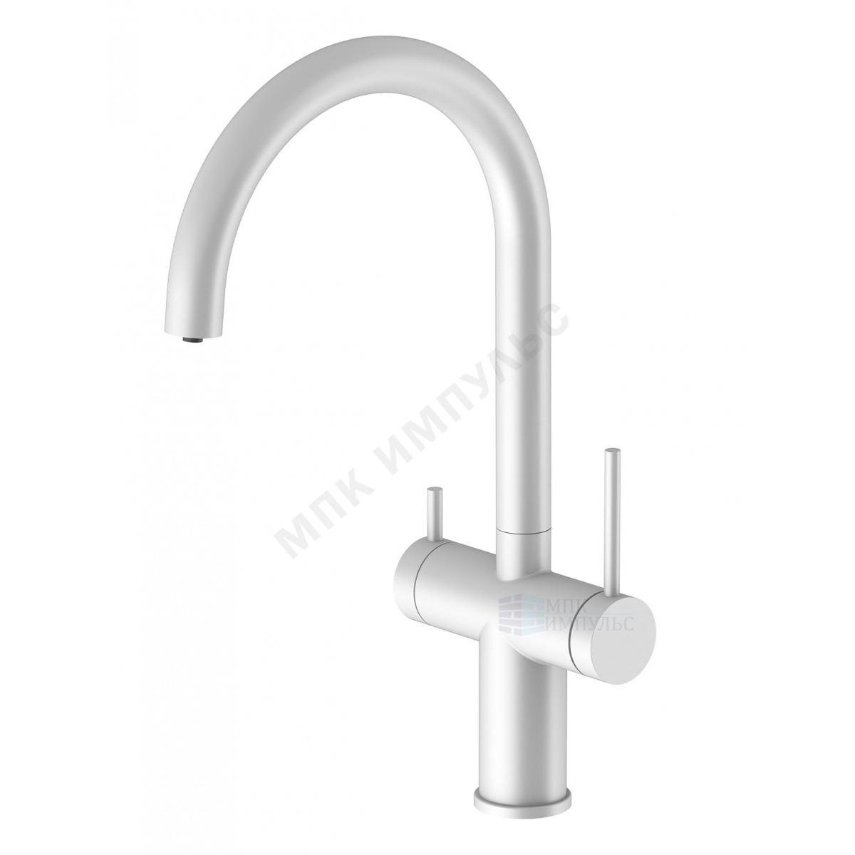 Смеситель для кухонной мойки ручка сбоку одноручный излив с каналом для питьевой воды белый Энсо Santek WH5A43027B001